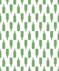Beer bottles up and down turned green vector seamless graphic pattern isolated