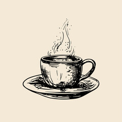 Vector hand sketch coffee. Retro illustration.