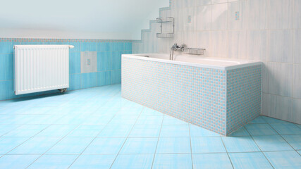 Luxury bathroom closeup. Ceramic tiles in minimalistic architecture.