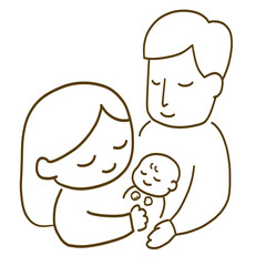 赤ちゃんを抱く家族