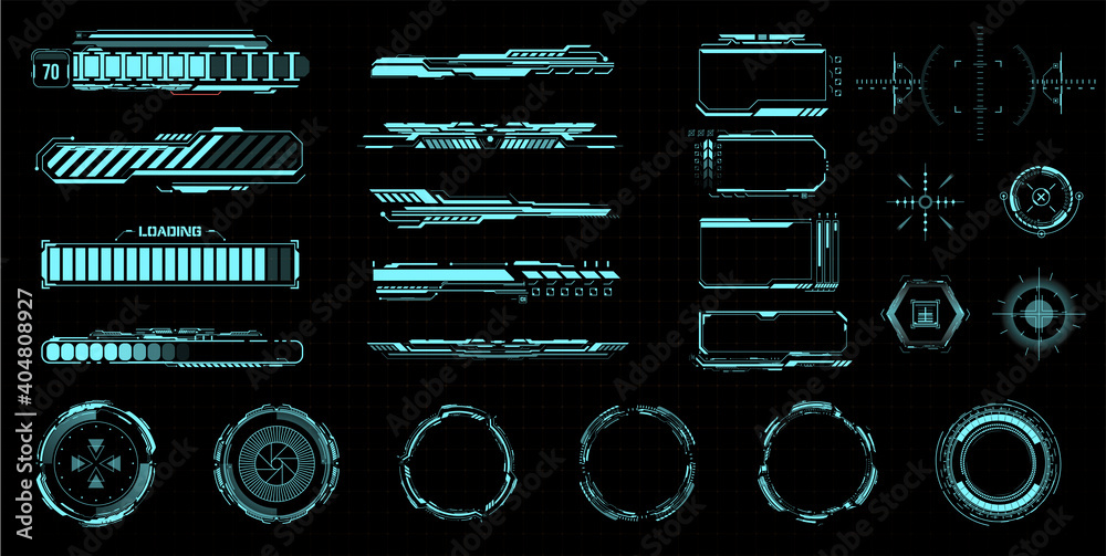 Fototapete hud kit. futuristic virtual game ui, ux. modern space symbols for web design interface futuristic di