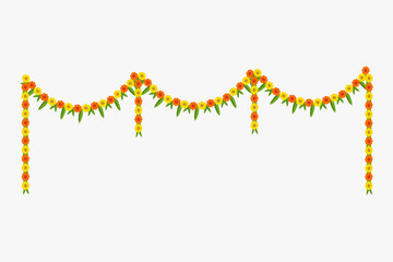 illustration of  Flower and mango leaves garland decoration toran for indian festivals and functions vector.    © Pixora Labs