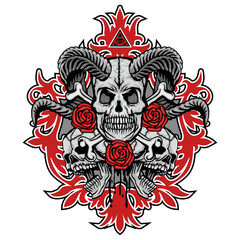 Obraz premium Gothic sign with skull, grunge vintage design t shirts