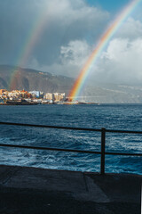 A sea landscape with a rainbow