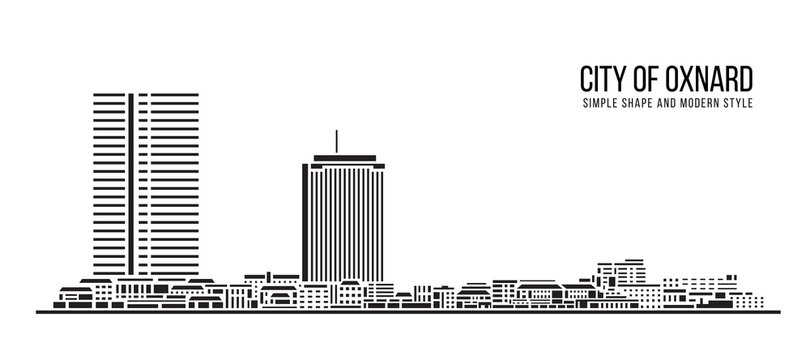 Cityscape Building Abstract Simple shape and modern style art Vector design -  city of Oxnard