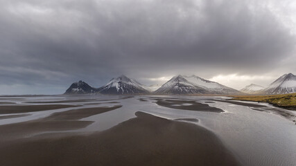 Landscape of Vestrahorn mountaine on Stokksnes cape in Iceland.