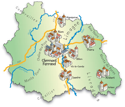 63 Carte du d&eacute;partement du Puy-de-D&ocirc;me