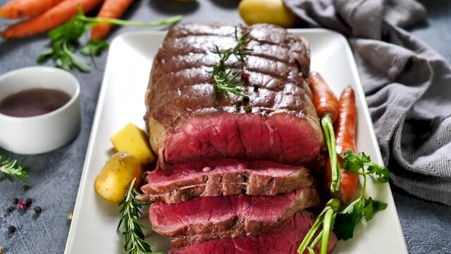roasted beef fillet and vegetable