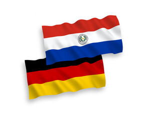 Flags of Paraguay and Germany on a white background