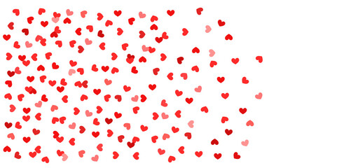 Red hearts confetti love background.