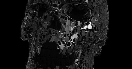 Skull Formed By Smartphones. Internet Addiction And Piracy. Internet Addiction And Technology Related 3D Illustration Render
