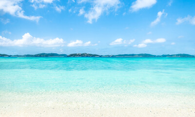 Beautiful beach with turquoise water and white sand, Okinawa, Japan