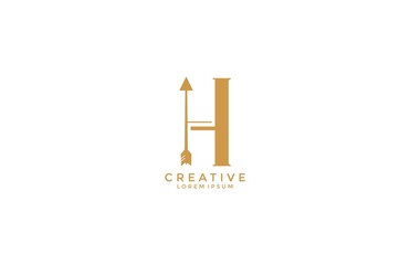 gold letter H linked arrow logogram vector