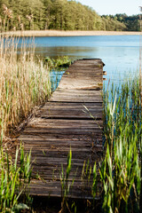 Fototapeta Zrujnowany pomost nad warmińskim jeziorem obraz