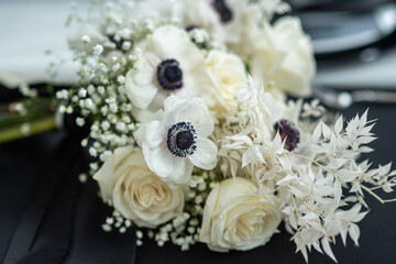 Beautiful elegant bridal bouquet of white flowers