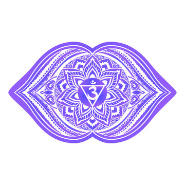 Ajna sixth chakra vector illustration.