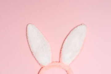 Obraz premium Bunny, rabbit ears on pink background.