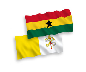 Flags of Vatican and Ghana on a white background