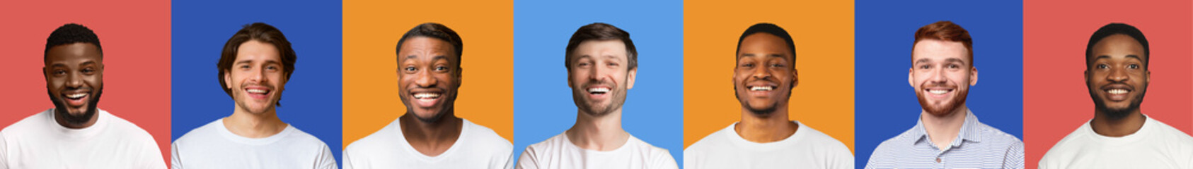 Handsome bearded men of different ages and nationalities, set