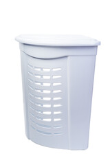 White laundry basket isolated on white background