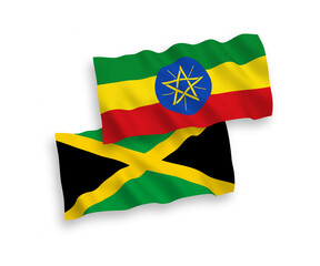 Flags of Jamaica and Ethiopia on a white background
