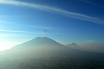 Fototapeta na wymiar Drone flying over the mountains
