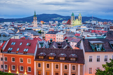 Obraz premium Linz, Austria. Panoramic view of the old town.