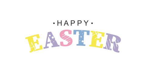 Obraz premium Happy Easter colorful text for greeting card. Vector illustration