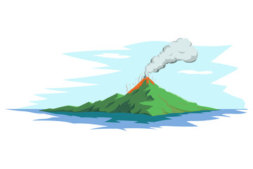Eruption of the volcano on the island