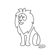 Lion in continuous line art drawing style. Minimalist black linear design isolated on white background. Vector illustration