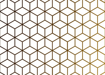 Golden hexagonal line pattern background.