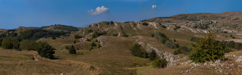 Fototapeta na wymiar The 'stone waves' rocks on the plateau of Northern Demerdji, Crimea