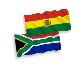 Flags of Bolivia and Republic of South Africa on a white background