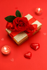 Gold gift box with the rose