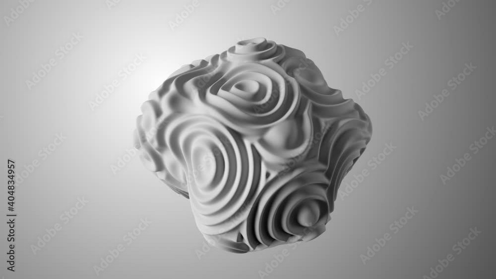 Poster 3d render of isolated displaced geometry with circle noise pattern. simple white colored shape conce