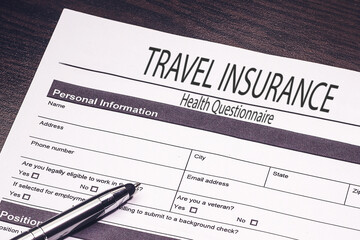 health insurance form, paperwork and questionnaire for insurance concepts