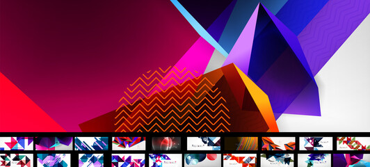 Set of universal geometric templates for covers, banners, flyers, social media