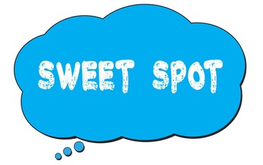 SWEET  SPOT text written on a blue thought bubble.