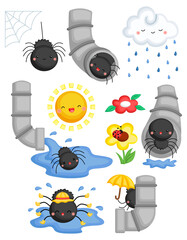 a vector of the nursery rhymes itsy bitsy spider