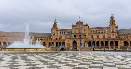Fototapeta na wymiar the Plaza de Espana in the Parque de Maria Luisa in Seville in Andalusia