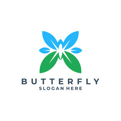 Eco butterfly leaf logo design. animal icon vector