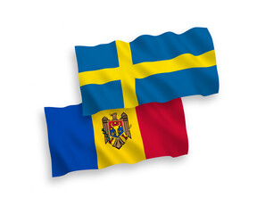 Flags of Sweden and Moldova on a white background
