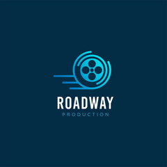 Roadway logo design. music production logo template vector. nomad film production logo