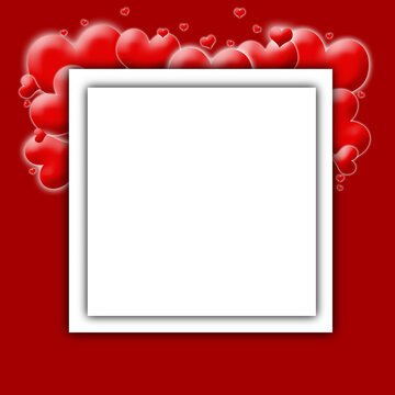 Romantic background with white frame valentines day