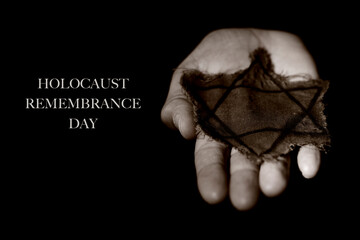 star of david and text holocaust remembrance day - obrazy, fototapety, plakaty
