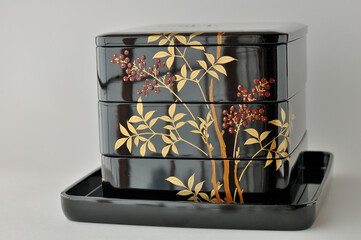 南天の三段重ねのお重