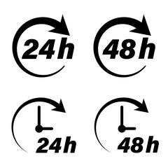 set of fast delivery icons for 24 hour and 48 hour delivery vector illustration