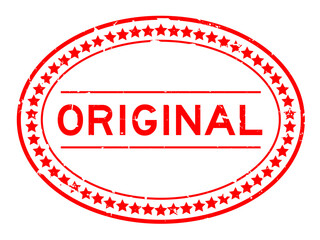 Grunge red original word oval rubber seal stamp on white background