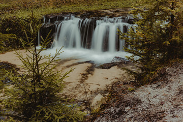 Fototapeta na wymiar Wodospad na rzecze Jeleń (The waterfall on the river Jeleń) - Roztocze (The Roztochia)