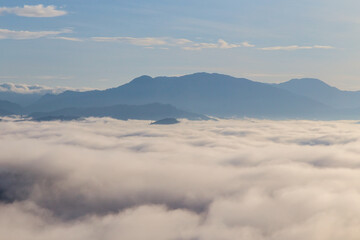 Khao Khai Nui, Sea of fog in the winter mornings at sunrise, New landmark to see beautiful scenery at Thailand.